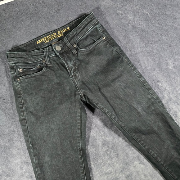 American Eagle Active Flex Skinny Jeans Black Wash Denim Mens Size 26x28‎ - Picture 1 of 10